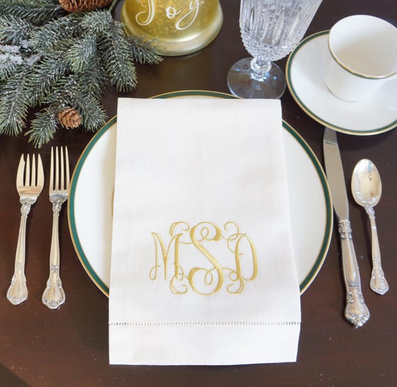 SCROLL II Font Monogram Embroidered Cloth Personalized Napkins, Personalized Cocktail Napkins, Personalized Wedding Napkins, towels