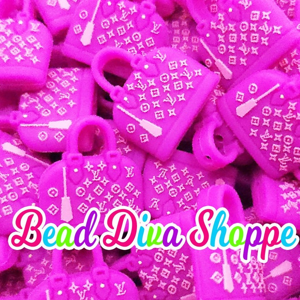 Set of 2 - 28mm x 25mm - PINK CHARM - Focal Silicone Beads - for Diy - Craft - Jewelry Making Supplies