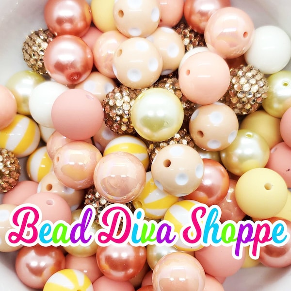 20mm - CORAL MIX - Bead Mix - Bubblegum - Round Acrylic Beads for DIY and Jewelry Making Supplies