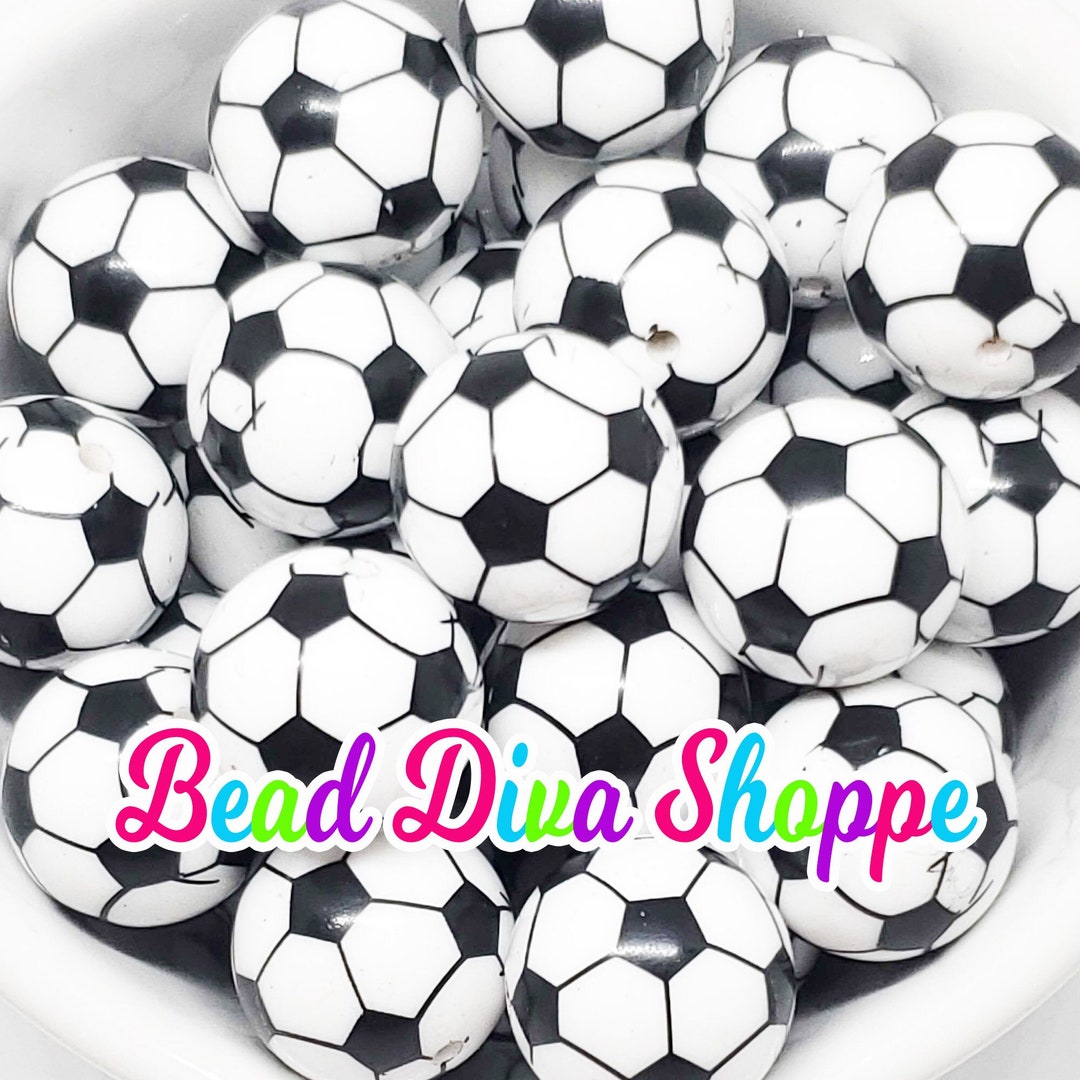 20mm SOCCER BALL Beads Bubblegum Round Acrylic Beads for Etsy