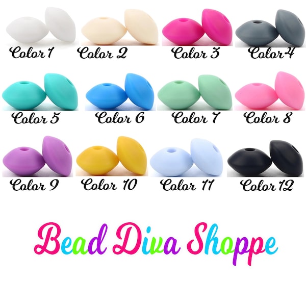 Set of 10 - 12mm - LENTIL BEADS - Choose your color - Round Silicone Beads for Diy and Jewelry Making Supplies