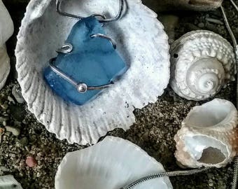 Authentic Beach Glass Necklaces Wrapped in Genuine Stirling Silver  - Choice of Colors!!