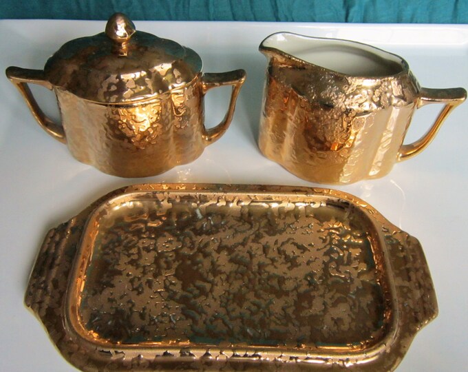 Vintage 22K Weeping Bright Gold Sugar and Creamer Set With Etsy