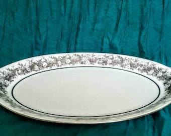 Florentine by Sango Japan 14" Lg Oval Platter with Platinum Trim and Scroll Handles!