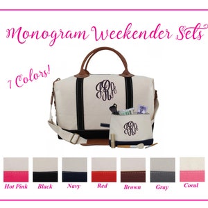 Monogram Weekender Bag, Monogram Cosmetic Bag, Personalized Weekender, Monogram Travel Bag, Graduation Gift, Canvas Bag, Monogram Travel Set