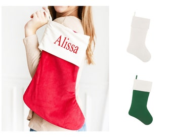 Personalized Velvet Christmas Stocking, Monogram Velvet Stockings, Velvet Stockings, Family Christmas Stockings, Embroidered Stocking