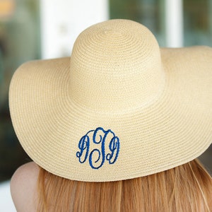 Personalized Beach Hat, Monogram Beach Hat, Floppy Beach Hat, Beach Hat, Straw Hat, Sun Hat, Floppy Sun Hat, Bride Floppy Hat, Derby Hat zdjęcie 8