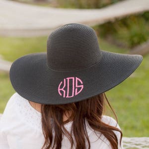 Personalized Beach Hat, Monogram Beach Hat, Floppy Beach Hat, Beach Hat, Straw Hat, Sun Hat, Floppy Sun Hat, Bride Floppy Hat, Derby Hat zdjęcie 7