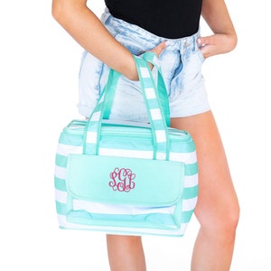 Personalized Cooler Bag Beach Cooler Tote Bag Custom Lunch Bag Embroidered Lunch Tote Insulated Bag Monogram Cooler Gift for Her image 4
