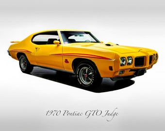 Classic Cars - 1970 Pontiac GTO Judge in Orbit Orange - Muscle Car - Print