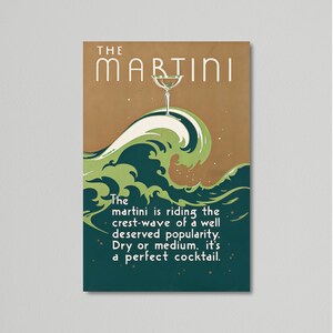 Póster de cóctel vintage: el martini está en la cresta de la ola de popularidad