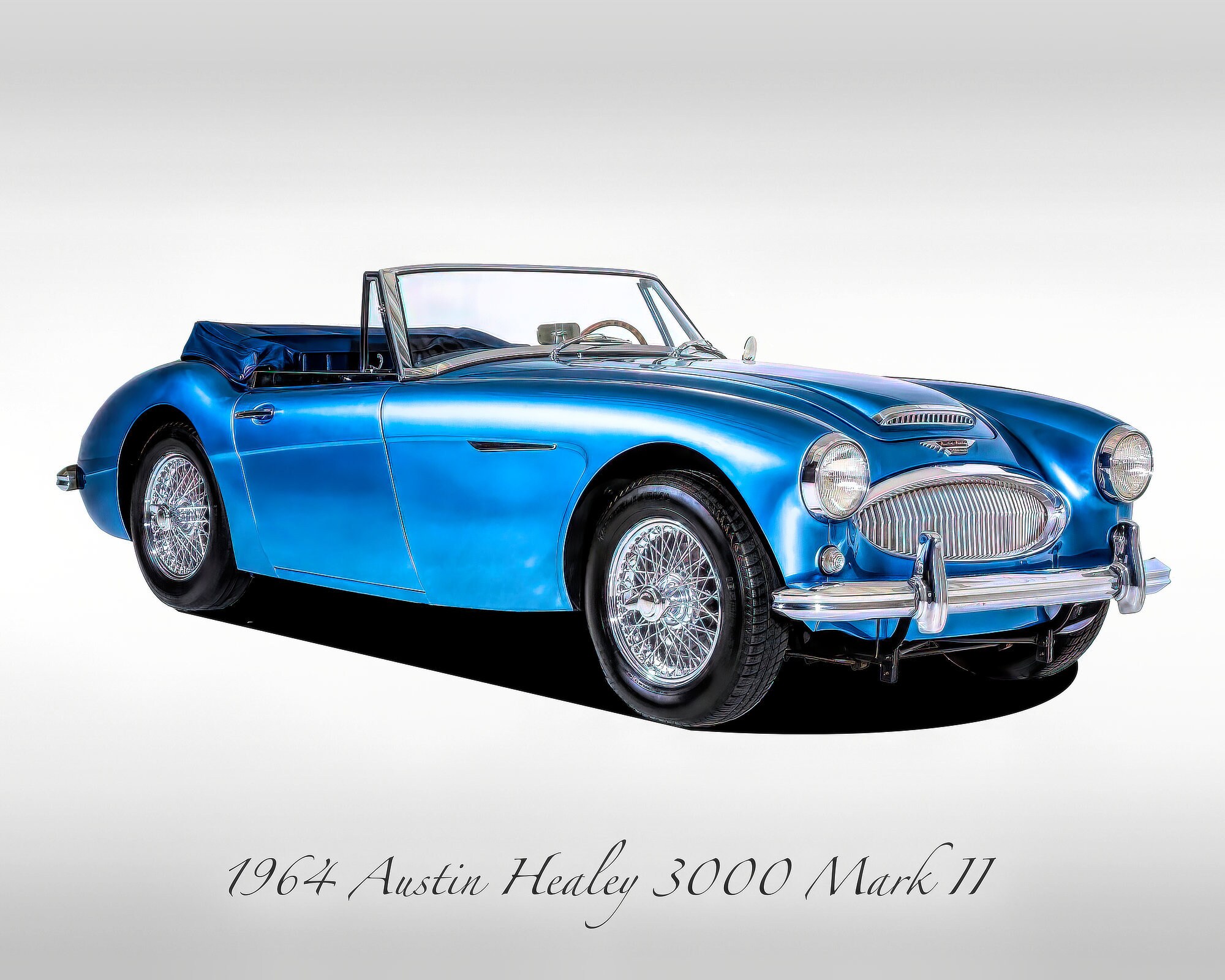 Classic Cars - 1964 Austin Healy 3000 Mark II - Blue - Print - Etsy
