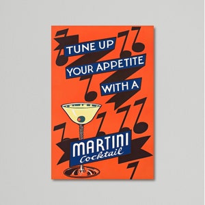Póster de cóctel vintage: aviva tu apetito con un cóctel martini