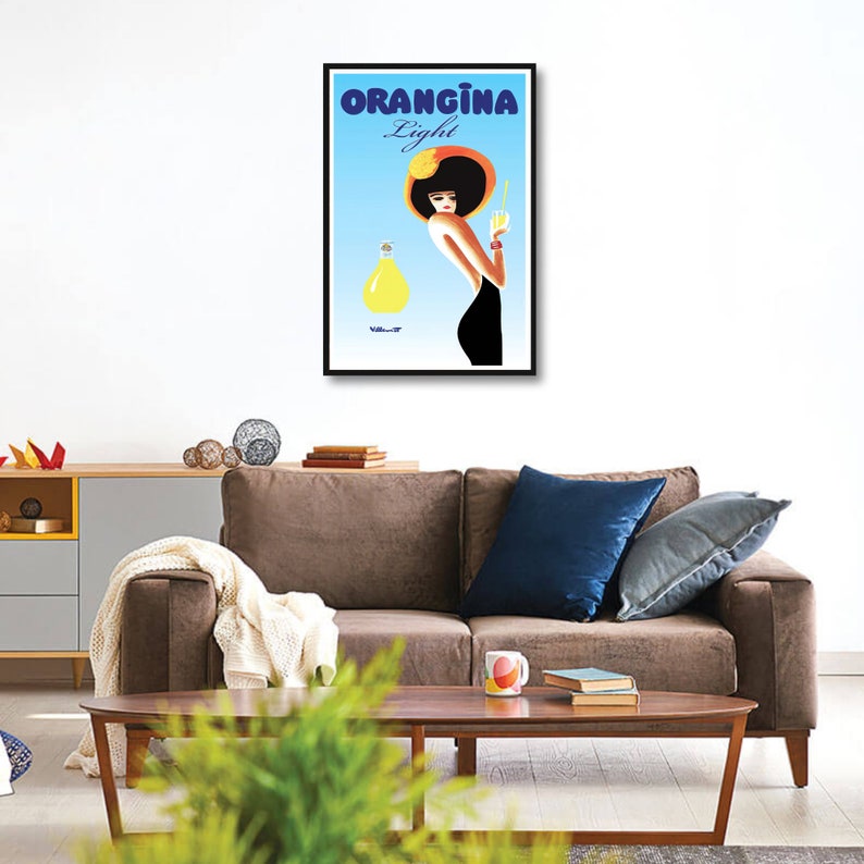 Vintage Drink Poster, Orangina Light by Bernard Villemot - Etsy