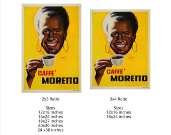 Caffe Moretto Vintage Art Deco Coffee Poster