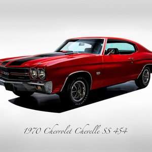 Classic Cars - 1970 Chevy Chevelle SS 454 Cranberry Red - Muscle Car - Print
