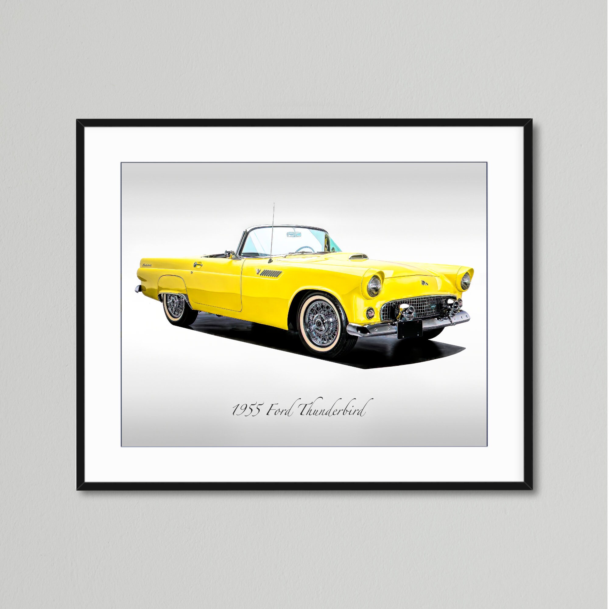 Classic Cars 1955 Ford Thunderbird, Goldenrod Yellow Print Etsy