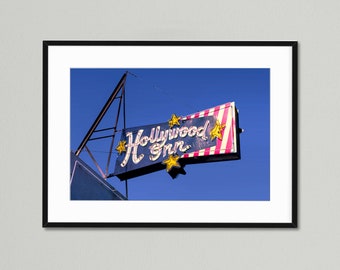 Hollywood Inn, California, Mid Century Neon Motel Sign Print