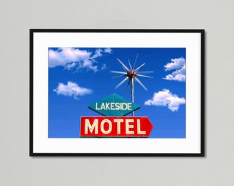 Lakeside Motel, St. Martins, Missouri, Mid Century Neon Sign Print