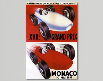 Vintage Travel Auto Racing Poster - Grand Prix Monaco 1959
