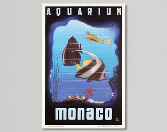 Vintage Travel Poster, Aquarium Monaco by Jean Luc, 1939