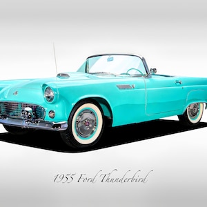 Classic Cars - 1955 Ford Thunderbird - Thunderbird Blue - Print