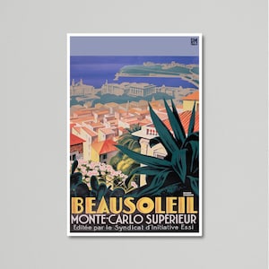 Vintage Monte Carlo Travel Poster: 1928 Rodger Broders Art Print