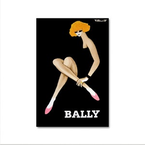 Vintage Fashion Poster for Bally Shoes Bernard Villemot