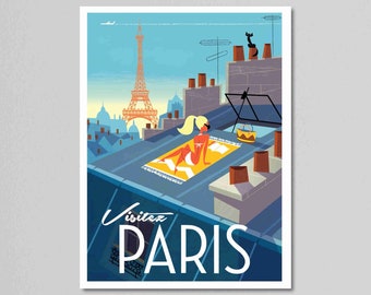 Vintage Travel Poster, Visitez Paris, France