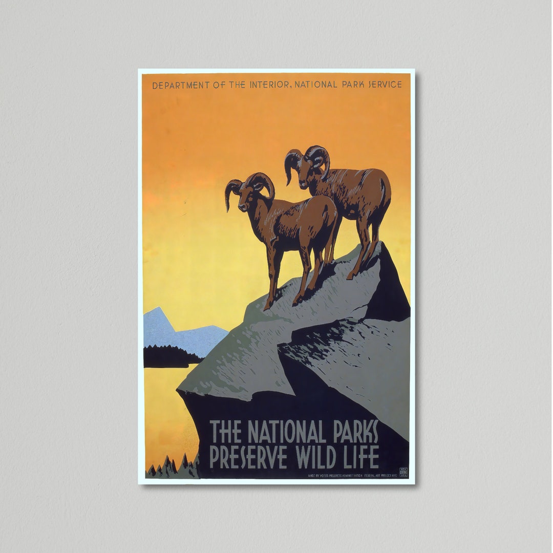 Vintage Travel Poster - National Parks Preserve Wildlife, WPA by J ...