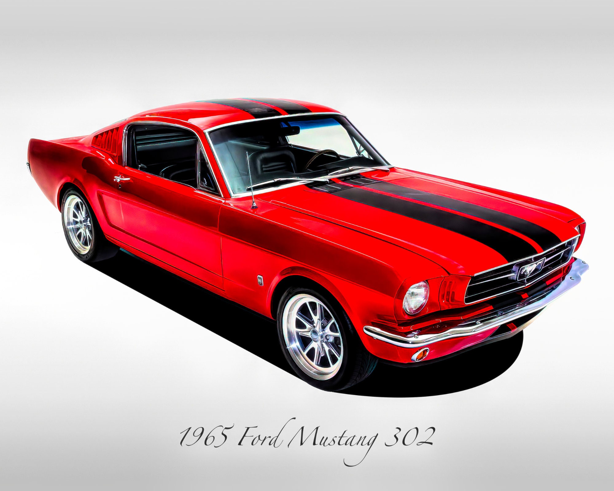 Classic Cars - 1965 Ford Mustang 302 - Red - Muscle Car - Print - Etsy