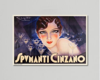 Vintage Food & Drink Poster - Spumanti Cinzano by Plinio Codognato, 1933