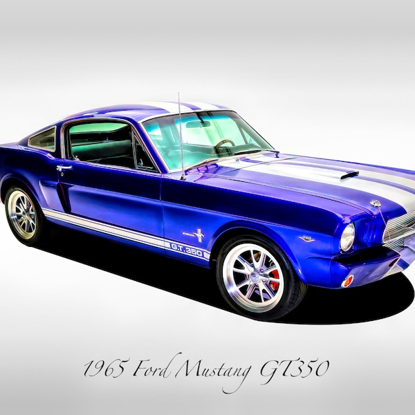 Classic Cars - 1965 Ford Mustang GT350 - Electric Blue - Muscle Car - Print