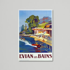 Vintage Travel Poster - Evian Les Bains Spa, France by Lucien Peri circa 1937