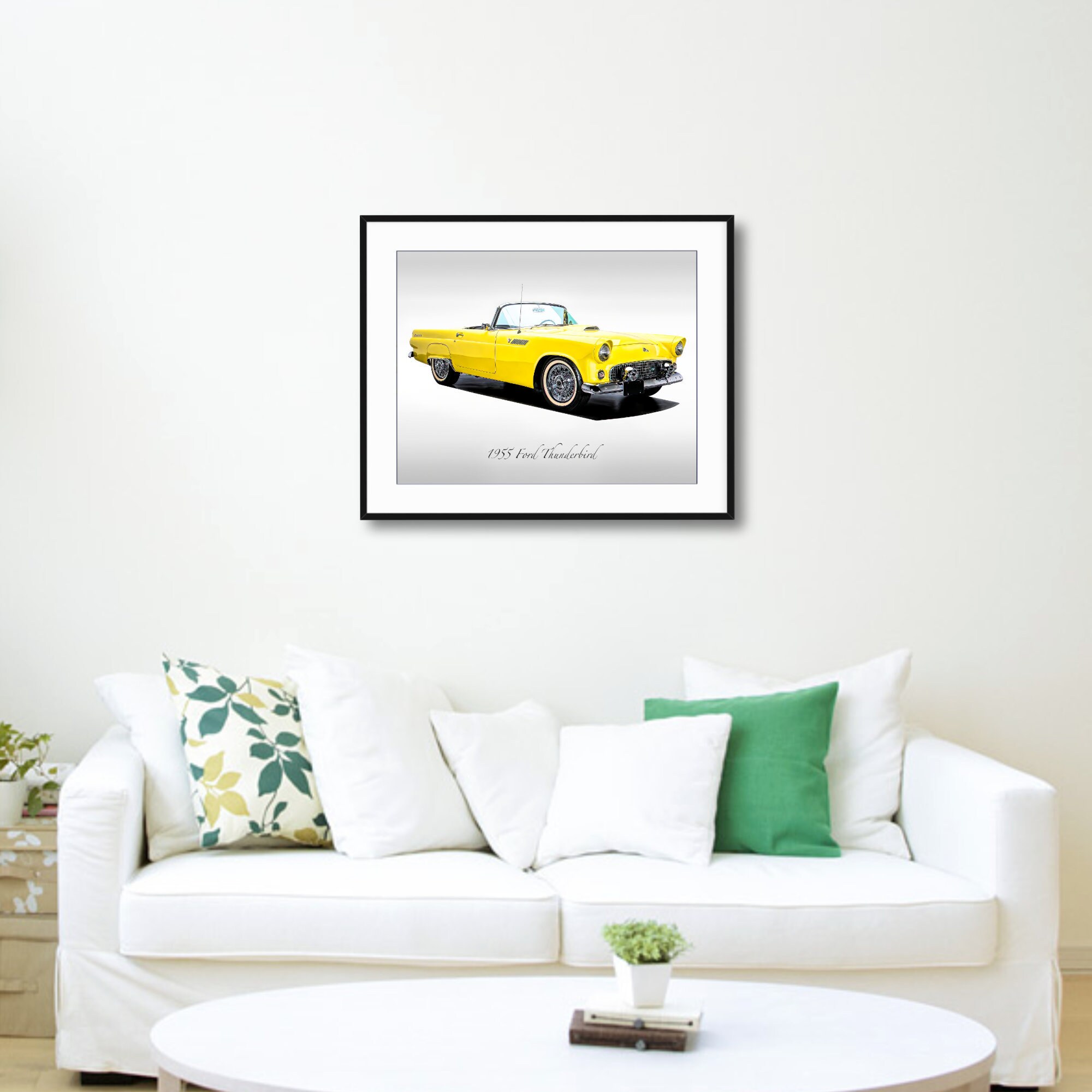 Classic Cars 1955 Ford Thunderbird, Goldenrod Yellow Print Etsy