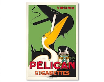 pelican tobacco Pelican Cigarettes Vintage Tobacco Advertising Poster Fine Art Giclee Print  on Paper or Canvas