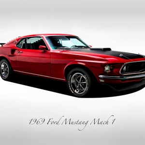 Classic Cars - 1969 Ford Mustang Mach 1 - Candy Apple Red - Muscle Car