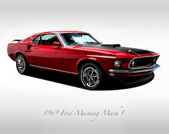 Classic Cars - 1969 Ford Mustang Mach 1 - Candy Apple Red - Muscle Car