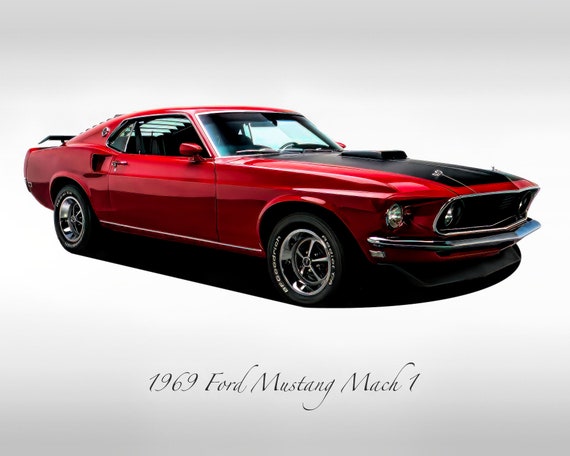 Classic Cars - 1969 Ford Mustang Mach 1 - Candy Apple Red - Muscle