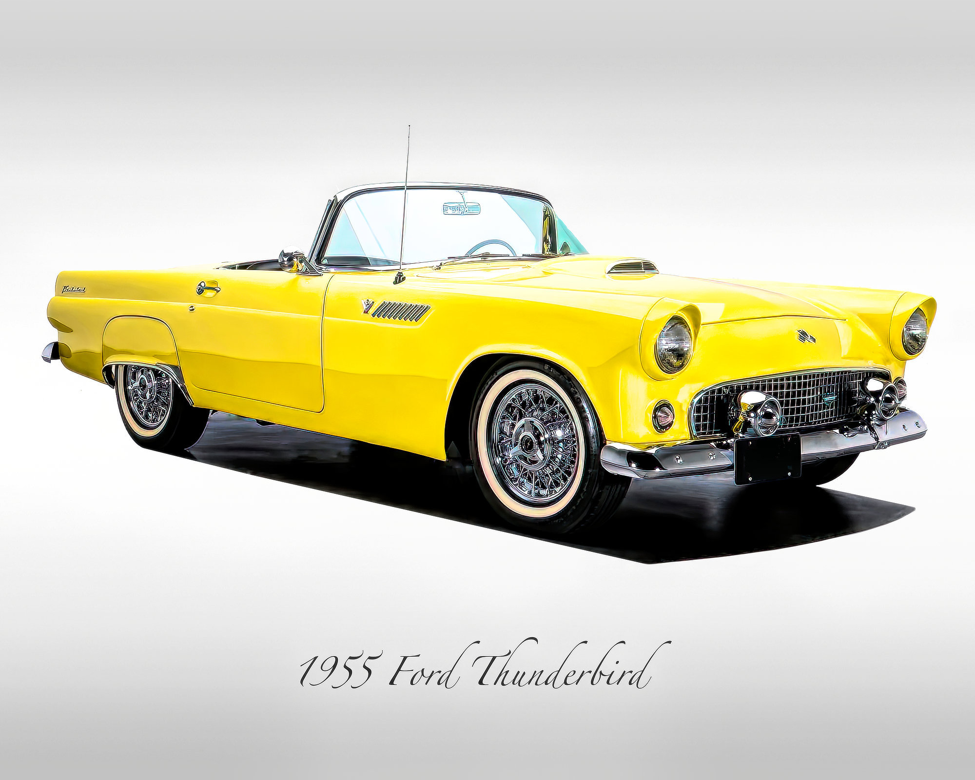 Classic Cars 1955 Ford Thunderbird, Goldenrod Yellow Print Etsy