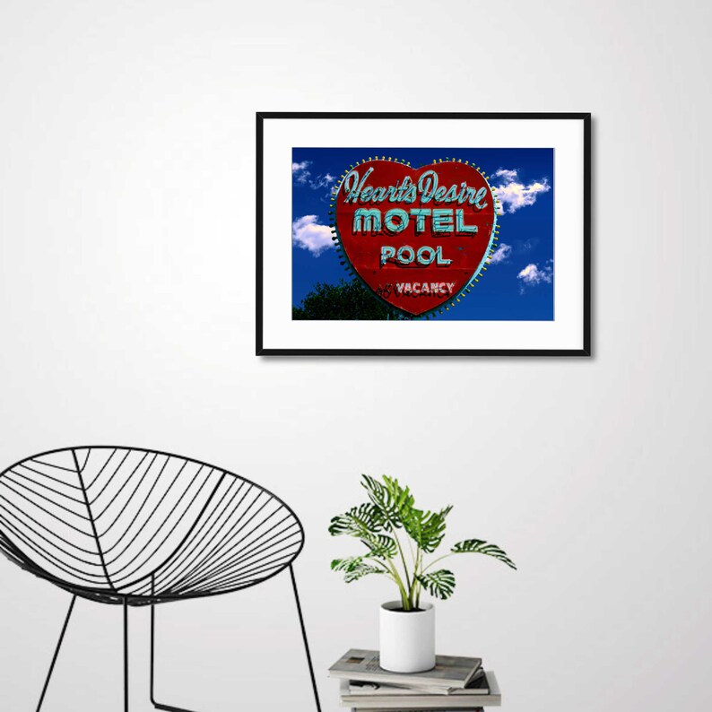 Florida Hearts Desire Motel Mid Century Vintage Neon Sign Print
