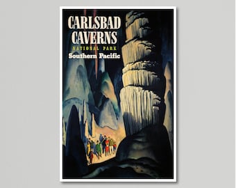 Vintage Travel Poster - Carlsbad Caverns Southern Pacific, 1939 by Willard R. Cox