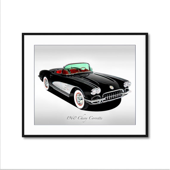Classic Cars - 1960 Chevrolet Corvette - Black - Print - Etsy 日本