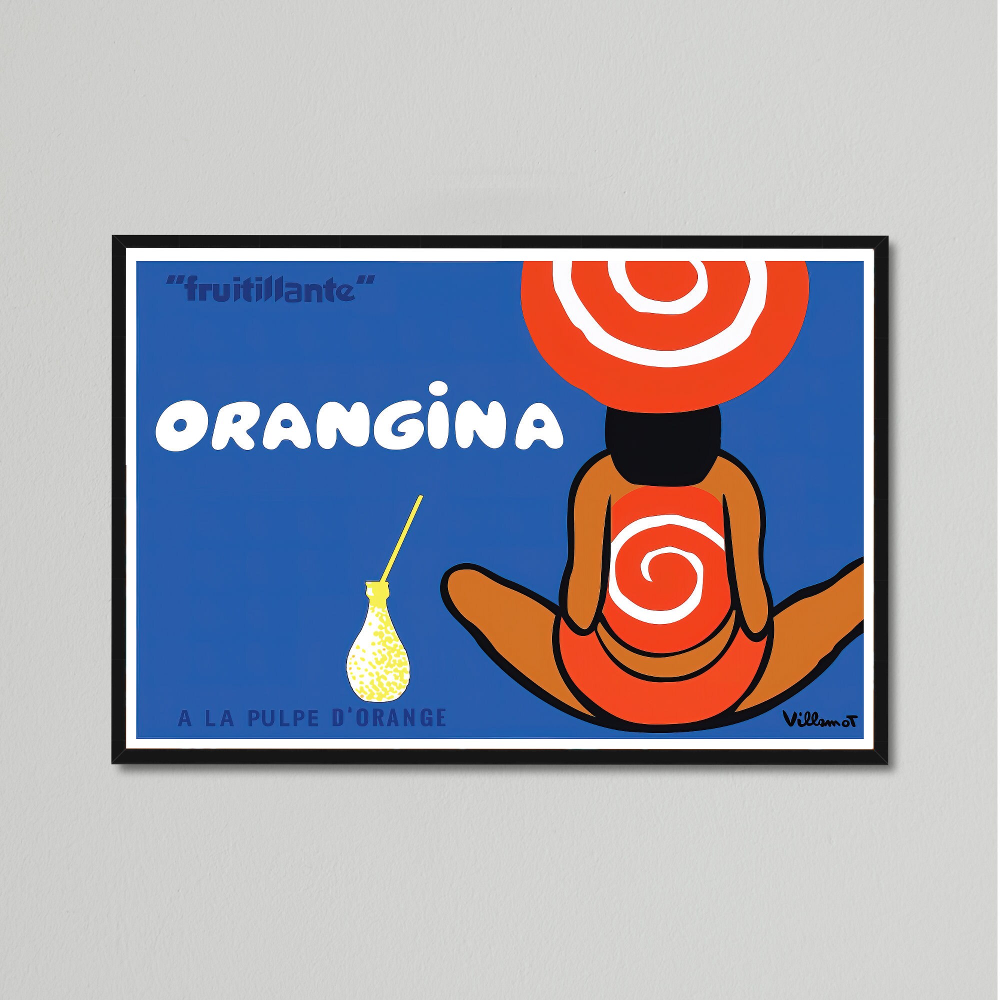 Vintage Drink Poster, Orangina Fruittillante by Bernard Villemot