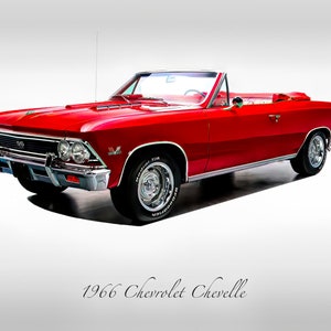 Classic Cars - 1966 Chevy Chevelle SS Convertible in Red - Muscle Car - Print