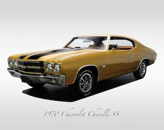 Classic Cars - 1970 Chevy Chevelle SS Champagne Gold - Muscle Car - Print