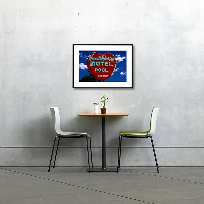 Florida Hearts Desire Motel Mid Century Vintage Neon Sign Print