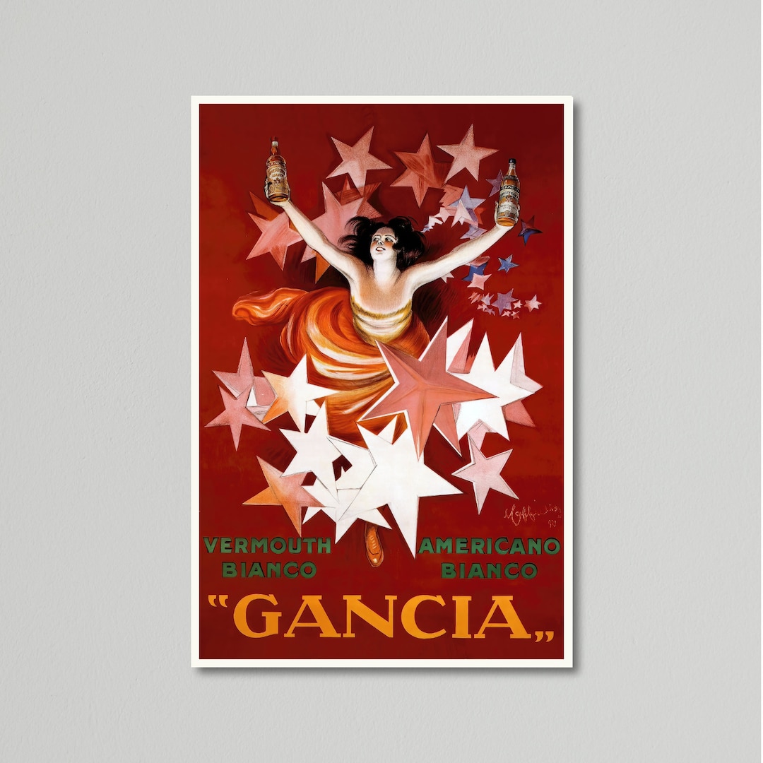 Vintage Food & Drink Poster, Gancia Vermouth Americano Bianco by
