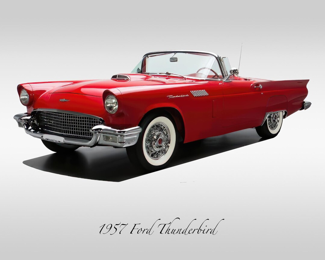 Classic Cars - 1957 Ford Thunderbird in Flame Red - Print - Etsy