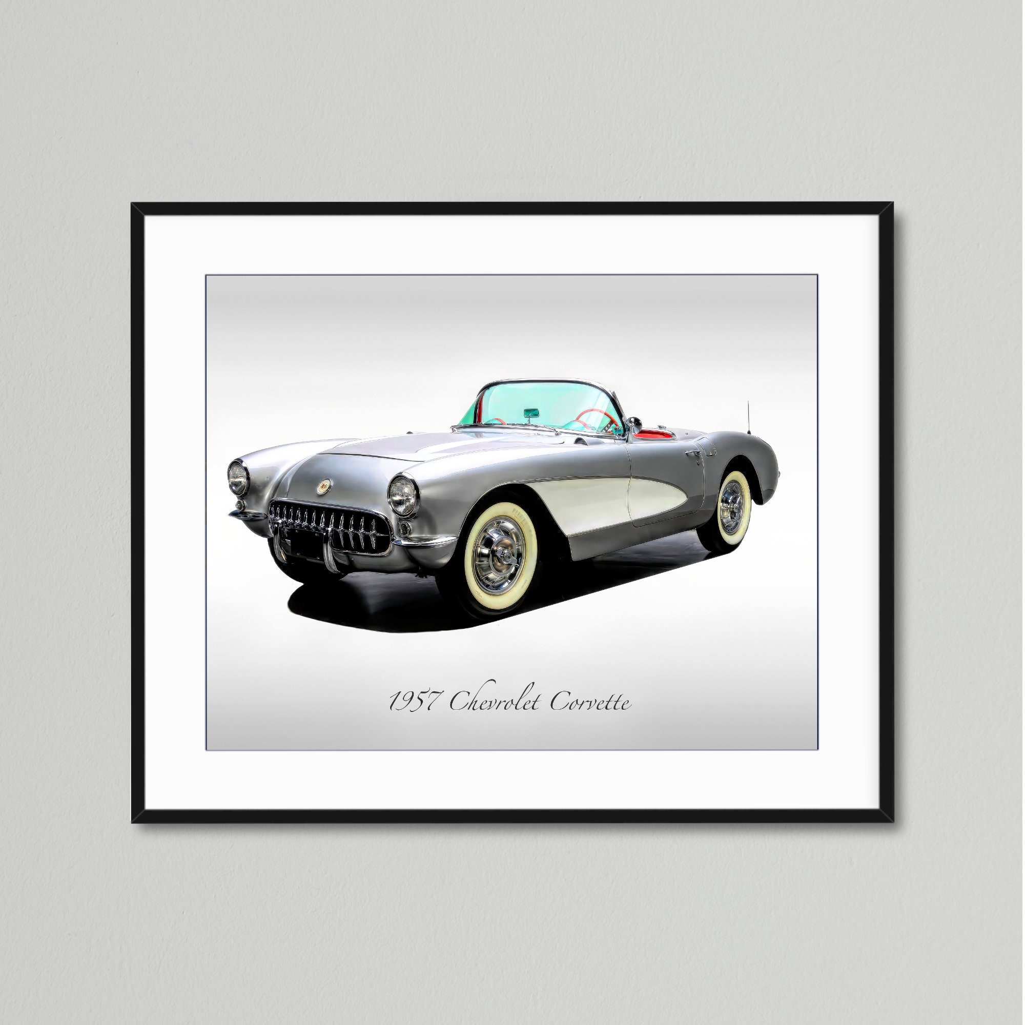 Classic Cars - 1957 Chevrolet Corvette in Inca Silver - Print - Etsy